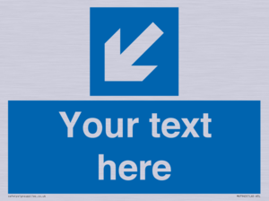 Custom Mandatory directional sign, blue arrow down and left